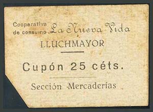 LLUCHMAYOR (MALLORCA). 25 Céntimos. ... 