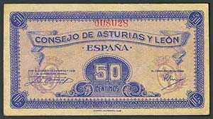 50 Céntimos. Consejo de Asturias y León. ... 