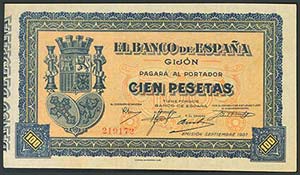 100 Pesetas. Septiembre de 1937. Banco de ... 