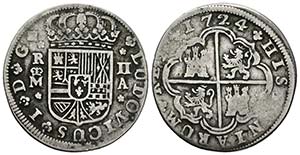 LUIS I (1724). 2 Reales (Ar. 4,77g/27,8mm). ... 
