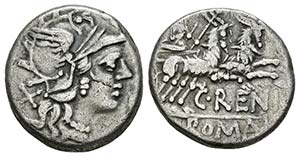 GENS RENIA. (Ar. 3,69g/16mm). 138 a.C. Roma. ... 