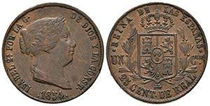 ISABEL II (1833-1868). 25 Céntimos de Real. ... 
