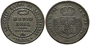 ISABEL II (1833-1868). 1/2 Real o 5 Décimas ... 