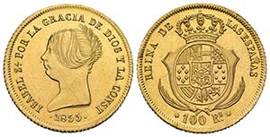 ISABEL II (1833-1868). 100 Reales (Au. ... 