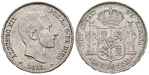 ALFONSO XII (1874-1885). 50 Centavos de ... 