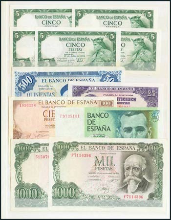 Conjunto de 24 billetes del Banco de España ... 