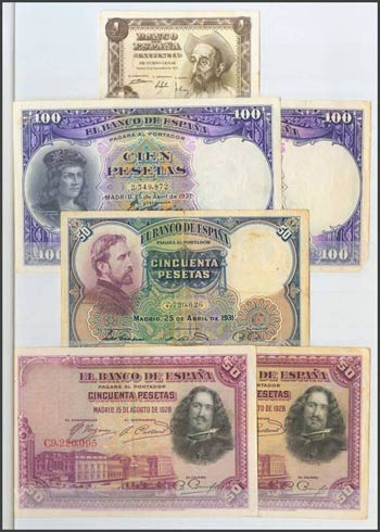 Conjunto de 41 billetes de España emitidos ... 