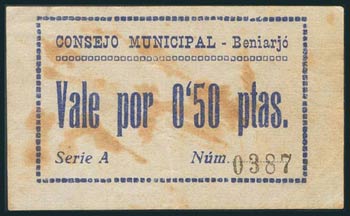 BENIARJO (VALENCIA). 50 Céntimos. ... 