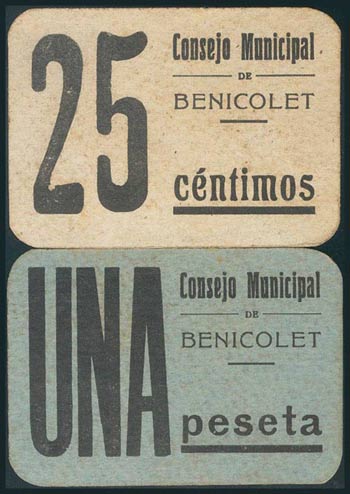 BENICOLET (VALENCIA). 25 Céntimos y 1 ... 