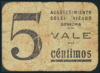 BENIOPA (VALENCIA). 5 Céntimos. (1937ca). ... 