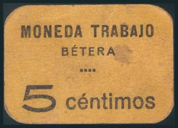 BETERA (VALENCIA). 5 Céntimos. (González: ... 