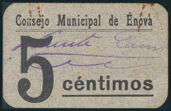 ENOVA (VALENCIA). 5 Céntimos. (1938ca). ... 