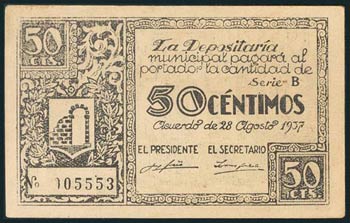 GRAUS (HUESCA). 50 Céntimos. 28 de Agosto ... 