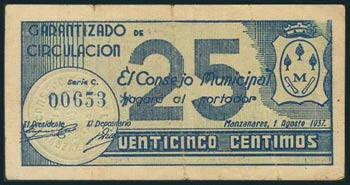 MANZANARES (CIUDAD REAL). 25 Céntimos. 1 de ... 