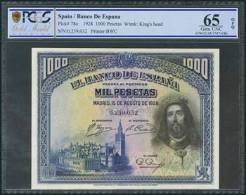 1000 Pesetas. 15 de Agosto de 1928. Sin ... 