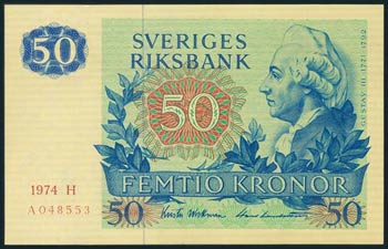 SUECIA. 50 Kronor. 1974. Serie 1974 H, en ... 