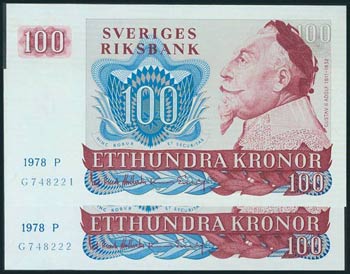 SUECIA. 100 Kronor. 1978. Pareja ... 