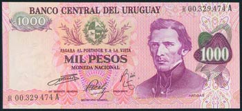 URUGUAY. 1000 Pesos. 1974. Serie R. (Pick: ... 