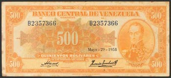 VENEZUELA. 500 Bolívares. 29 de Mayo de ... 