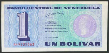 VENEZUELA. 1 Bolívar. 5 de Octubre de 1989. ... 