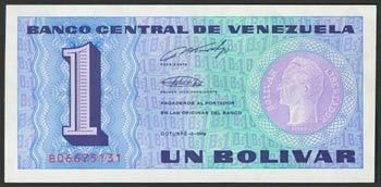 VENEZUELA. 1 Bolívar. 5 de Octubre de 1989. ... 