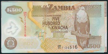 Conjunto de 6 billetes de Zambia de 500 ... 