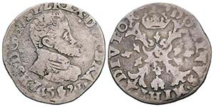 FELIPE II (1556-1598). 1/10 de Escudo. (Ar. ... 