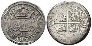 CARLOS II (1665-1770). 2 Reales. (Ar. ... 