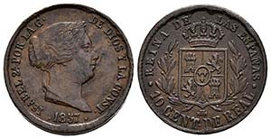 ISABEL II (1833-1868). 10 Céntimos de Real ... 