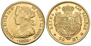 ISABEL II (1834-1868). 10 Escudos. 1868. ... 