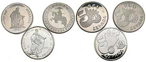 JUAN CARLOS I. Conjunto de 3 monedas de 5 ... 