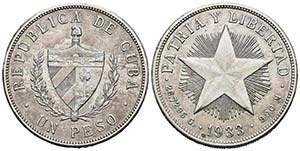 CUBA. 1 Peso. (Ar. 26,76g/38mm). 1933. ... 