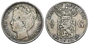 CURAÇAO. 1/4 Gulden. (Ar. 3,56g/19mm). ... 