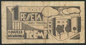 TREMP (LERIDA). 1 Peseta. 1937. (González: ... 