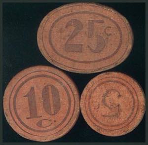 Conjunto de 3 monedas-cartón (5 cts, 10 cts ... 