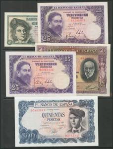 Conjunto de 7 billetes del Banco de España ... 