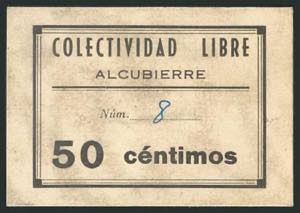 ALCUBIERRE (HUESCA). 50 Céntimos. (1938ca). ... 