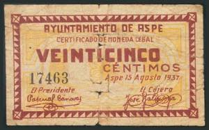ASPE (ALICANTE). 25 Céntimos. 15 de Agosto ... 