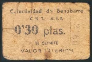 BENABARRE (HUESCA). 30 Céntimos. (1938ca). ... 