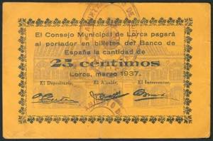 LORCA (MURCIA). 25 Céntimos. Marzo 1937. ... 
