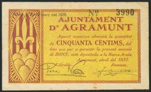 AGRAMUNT (LERIDA). 50 Céntimos. ... 