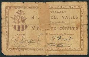 ALBA DEL VALLES (BARCELONA). 25 Céntimos. ... 