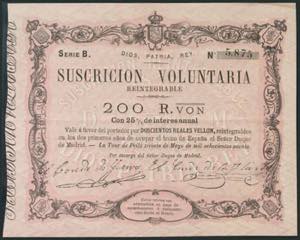 200 Reales. 30 de Mayo de 1870. Serie B. ... 