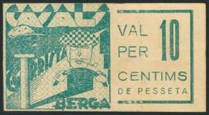 BERGA (BARCELONA). 10 Céntimos. (1938ca). ... 