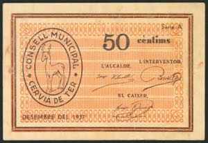CERVIA DE TER (GERONA). 50 Céntimos. ... 