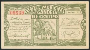 GANDESA (TARRAGONA). 10 Céntimos. 17 de ... 