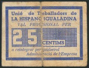 IGUALADA (BARCELONA). 25 Céntimos. ... 