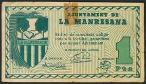 MANRESA (BARCELONA). 1 Peseta. (1938ca). ... 