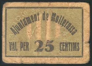 MOLLERUSSA (LERIDA). 25 Céntimos. (1938ca). ... 