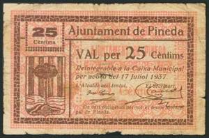 PINEDA (BARCELONA). 25 Céntimos. 17 de ... 